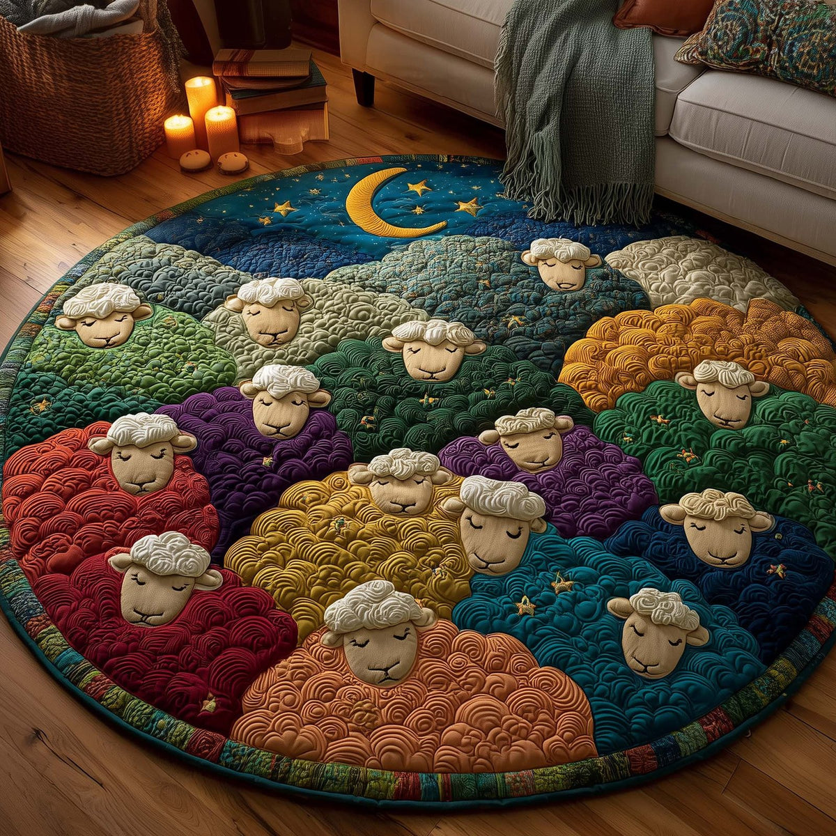 Fluffy Sheep Round Mat Rug - Nature Design | Serene Home Decor