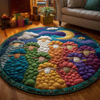 Fluffy Sheep Round Mat Rug - washable non-slip printed rug