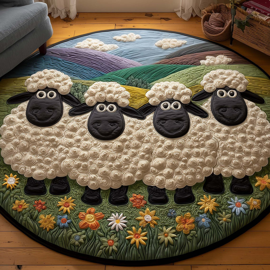 Fluffy Sheep Round Mat Rug - Nature Design | Serene Home Decor