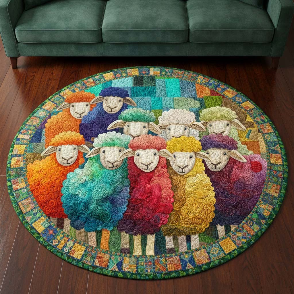 Fluffy Sheep Round Mat Rug - Nature Design | Serene Home Decor
