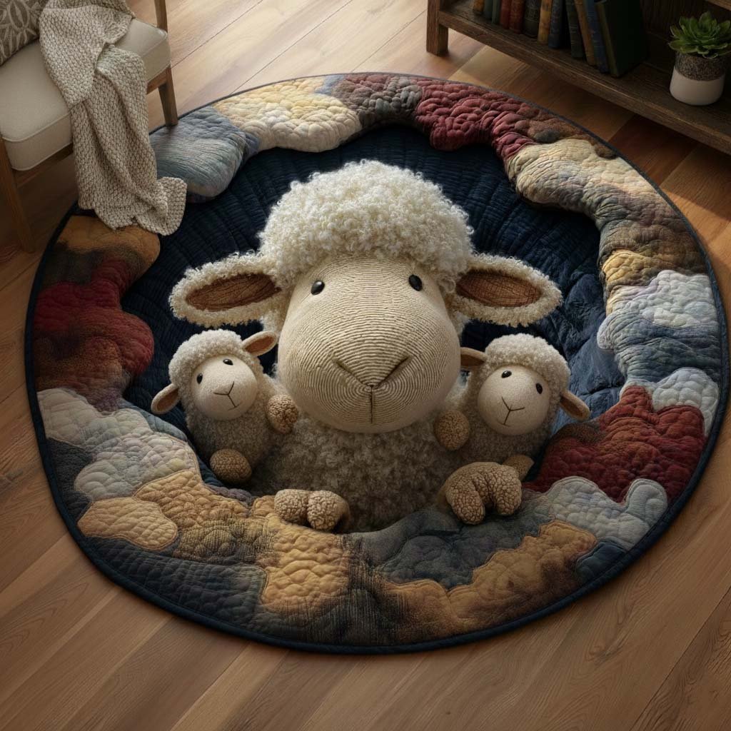 Fluffy Sheep Round Mat Rug - Nature Design | Serene Home Decor