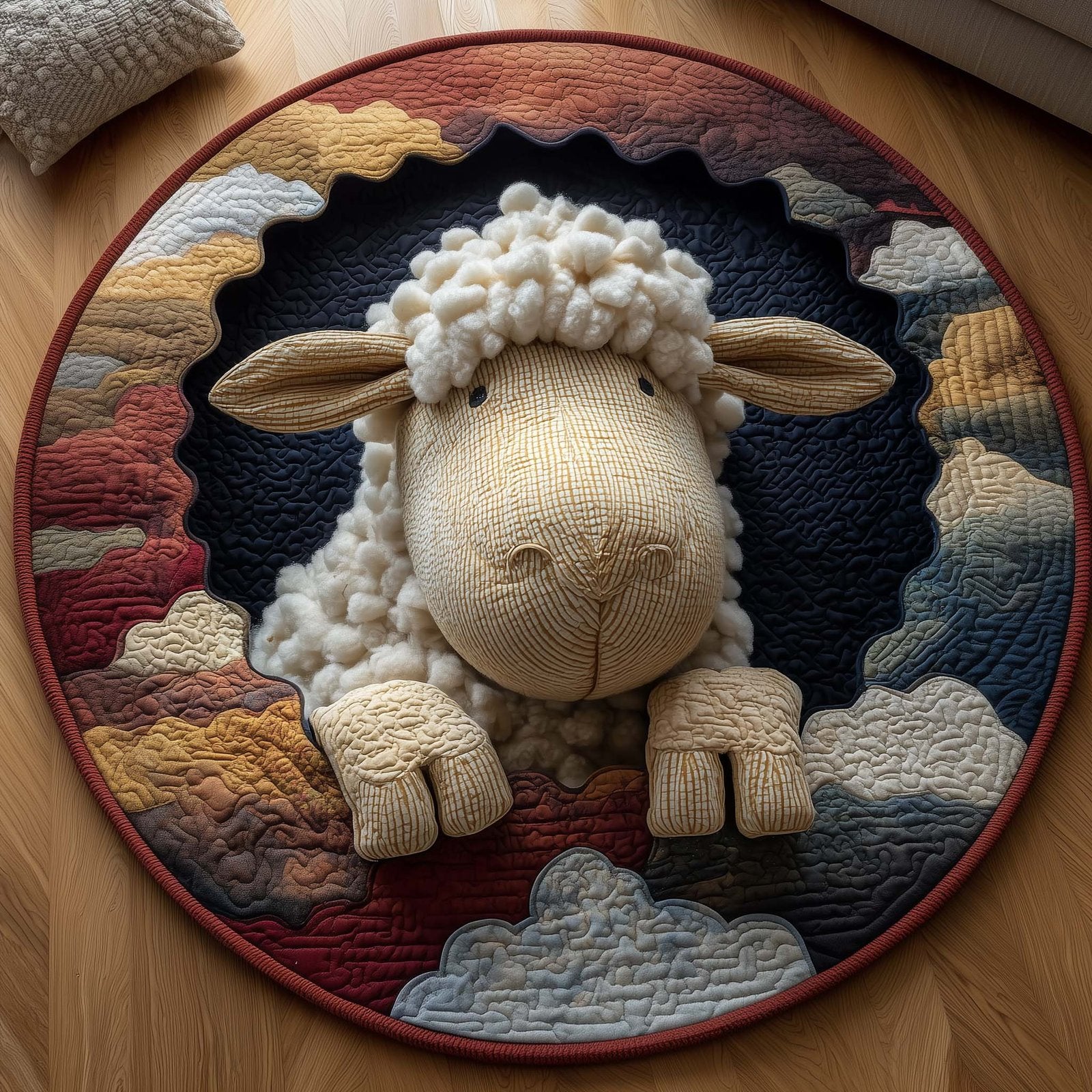 Fluffy Sheep Round Mat Rug - Nature Design | Serene Home Decor