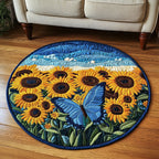 Flutter Grace Round Mat Rug - washable non-slip printed rug