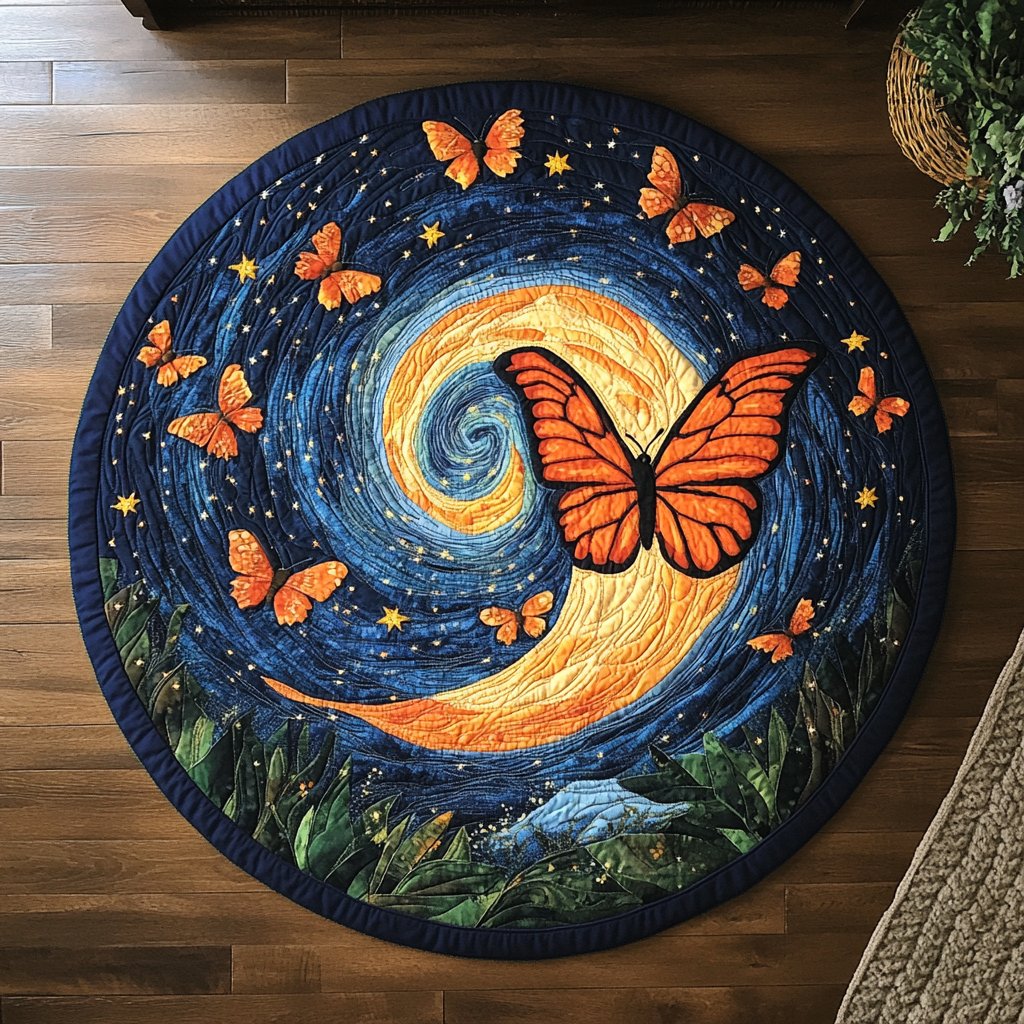 Fluttering Grace Round Mat Rug - Nature Design | Serene Home Decor