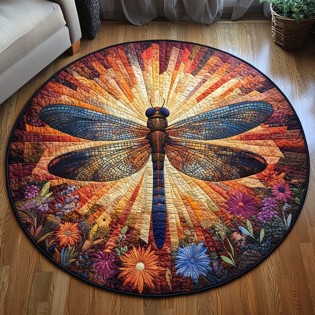Fluttering Grace Round Mat Rug - washable non-slip printed rug