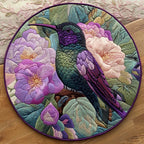Fluttering Hummer Haven Round Mat Rug - washable non-slip printed rug