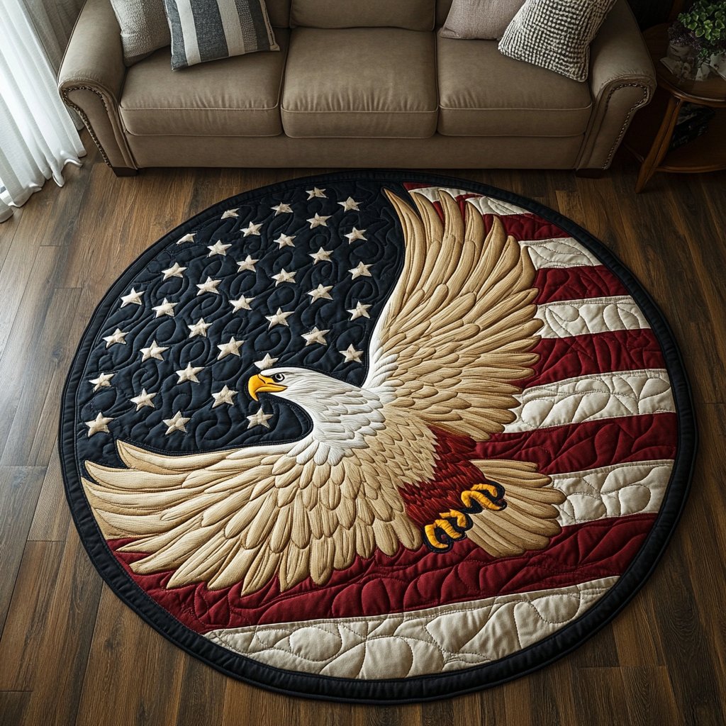 Flying Eagle Round Mat Rug - washable non-slip printed rug