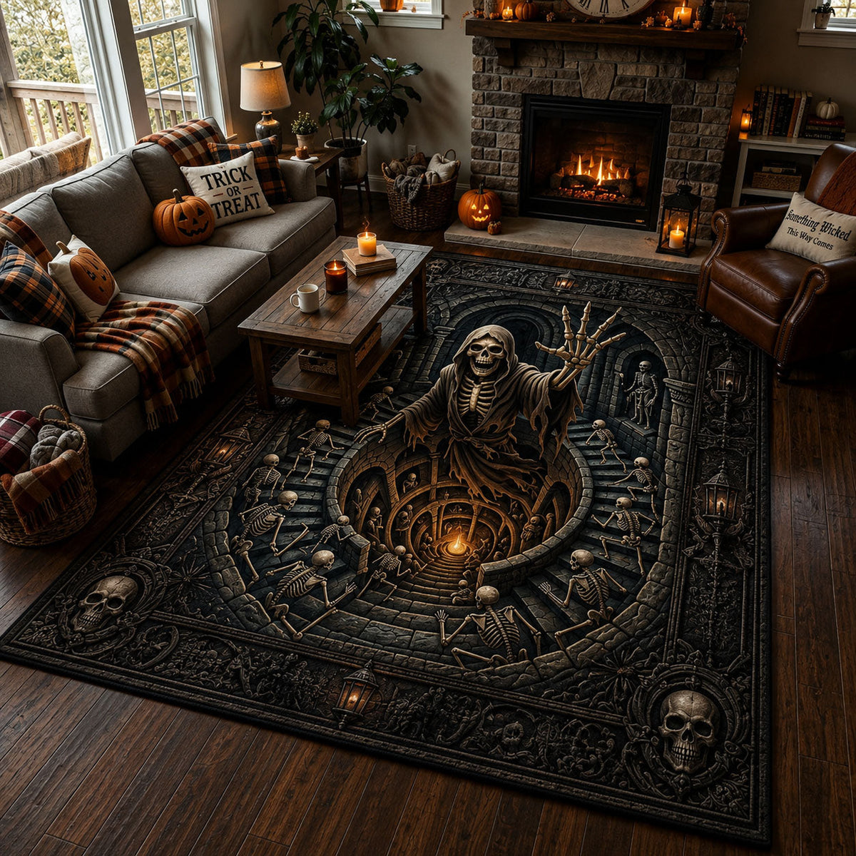 Fogotten Bone area rug in a living room
