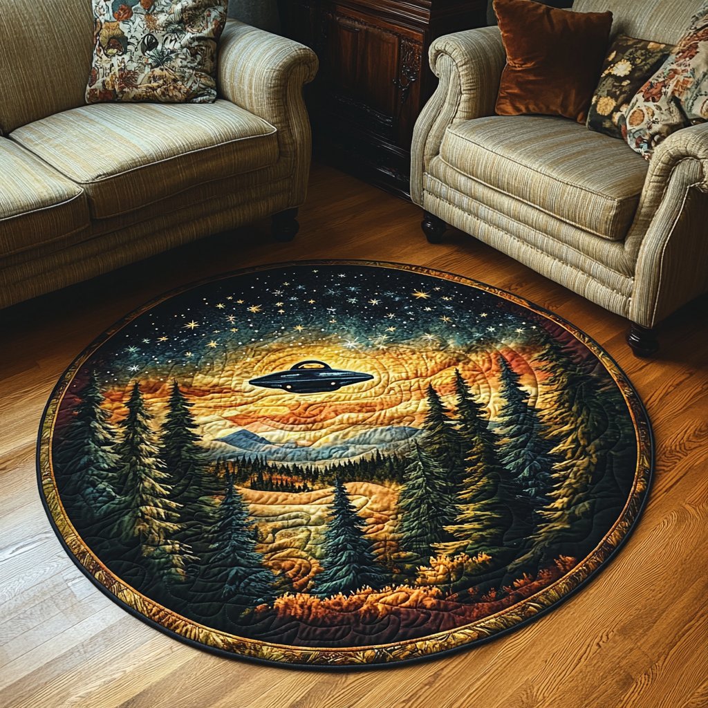 Forest Abduction Round Mat Rug - washable non-slip printed rug