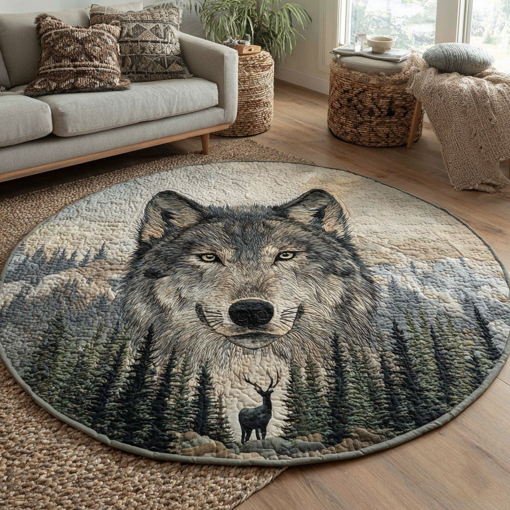 Forest Alpha Round Mat Rug - washable non-slip printed rug