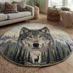 Forest Alpha Round Mat Rug - washable non-slip printed rug