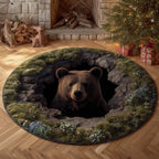 Forest Bear Round Mat Rug - Cute Pet Design | Animal Printed Home Decor
