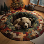 Forest Bear Round Mat Rug - Cute Pet Design | Animal Printed Home Decor