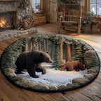 Forest Bear Round Mat Rug - Cute Pet Design | Animal Printed Home Decor