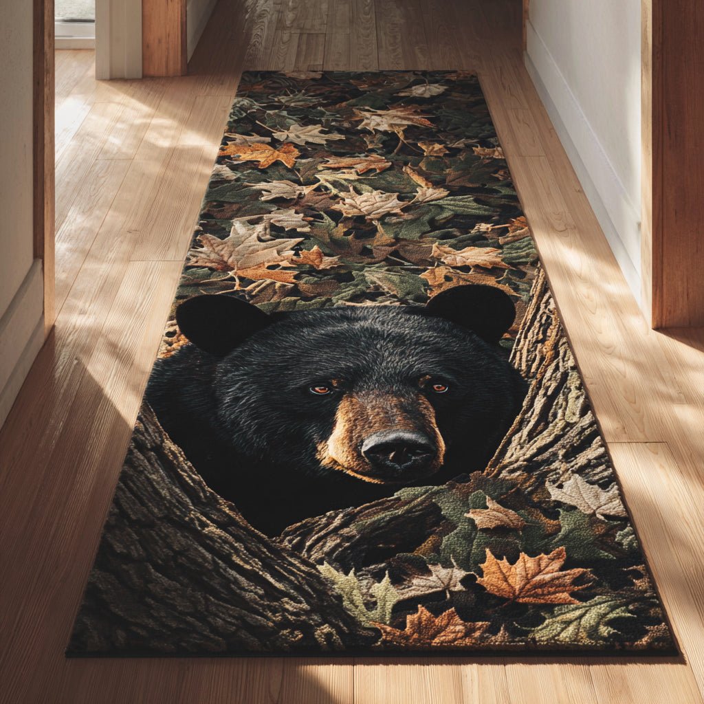 Forest Bear Retreat Runner Carpet Runner Rug - Cute Pet Design | Animal Printed Runner Rug