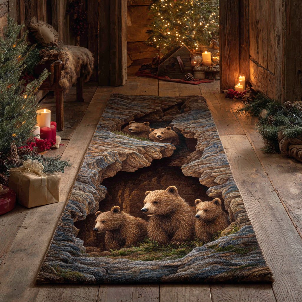 Forest Bear Runner Carpet Runner Rug - Cute Pet Design | Animal Printed Runner Rug