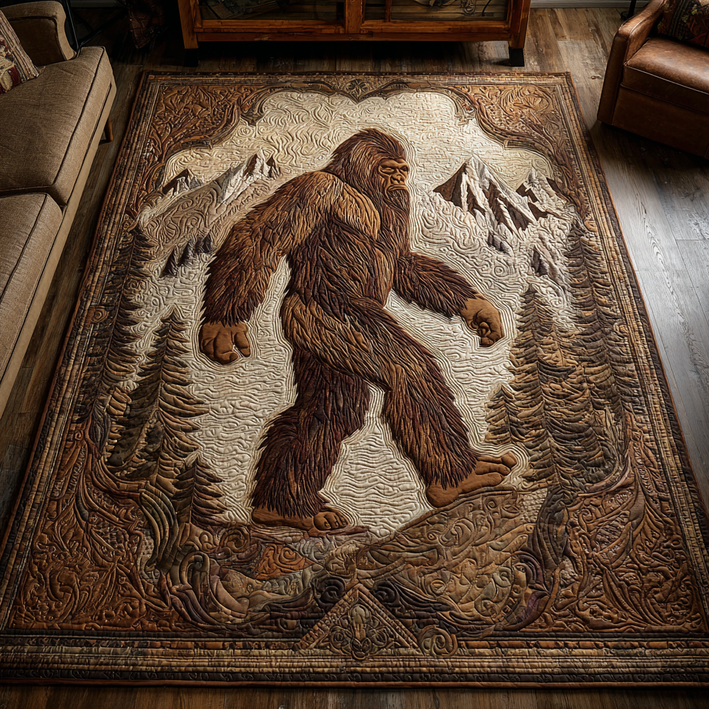 Forest Bigfoot area rug in a living room