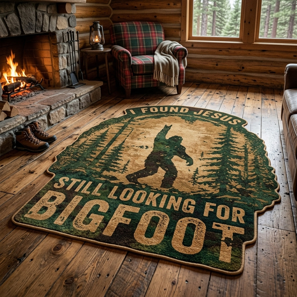 Forest Bigfoot Custom Shape Area Rug - Nature Design | Die-Cut Non-Slip Rug - washable non-slip printed rug