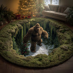 Forest Bigfoot Round Mat Rug - washable non-slip printed rug