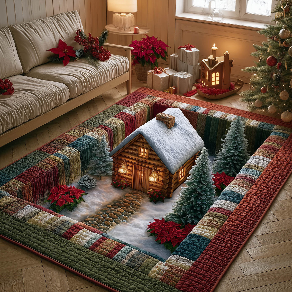 Forest Cabin area rug in a living room