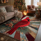 Forest Cardinal area rug in a living room