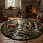 Forest Crossing Faith Round Mat Rug - washable non-slip printed rug