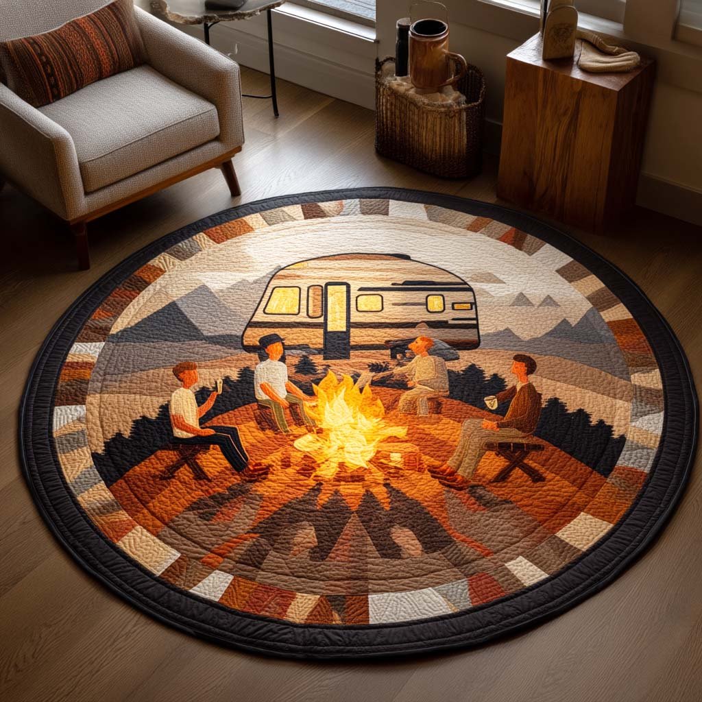 Forest Dawn Round Mat Rug - washable non-slip printed rug