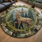 Forest Deer Round Mat Rug - washable non-slip printed rug