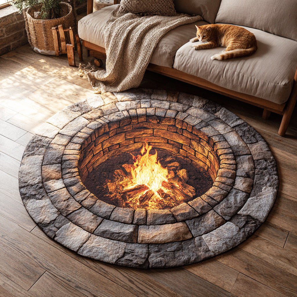 Forest Ember Glow Round Mat Rug - Nature Design | Serene Home Decor