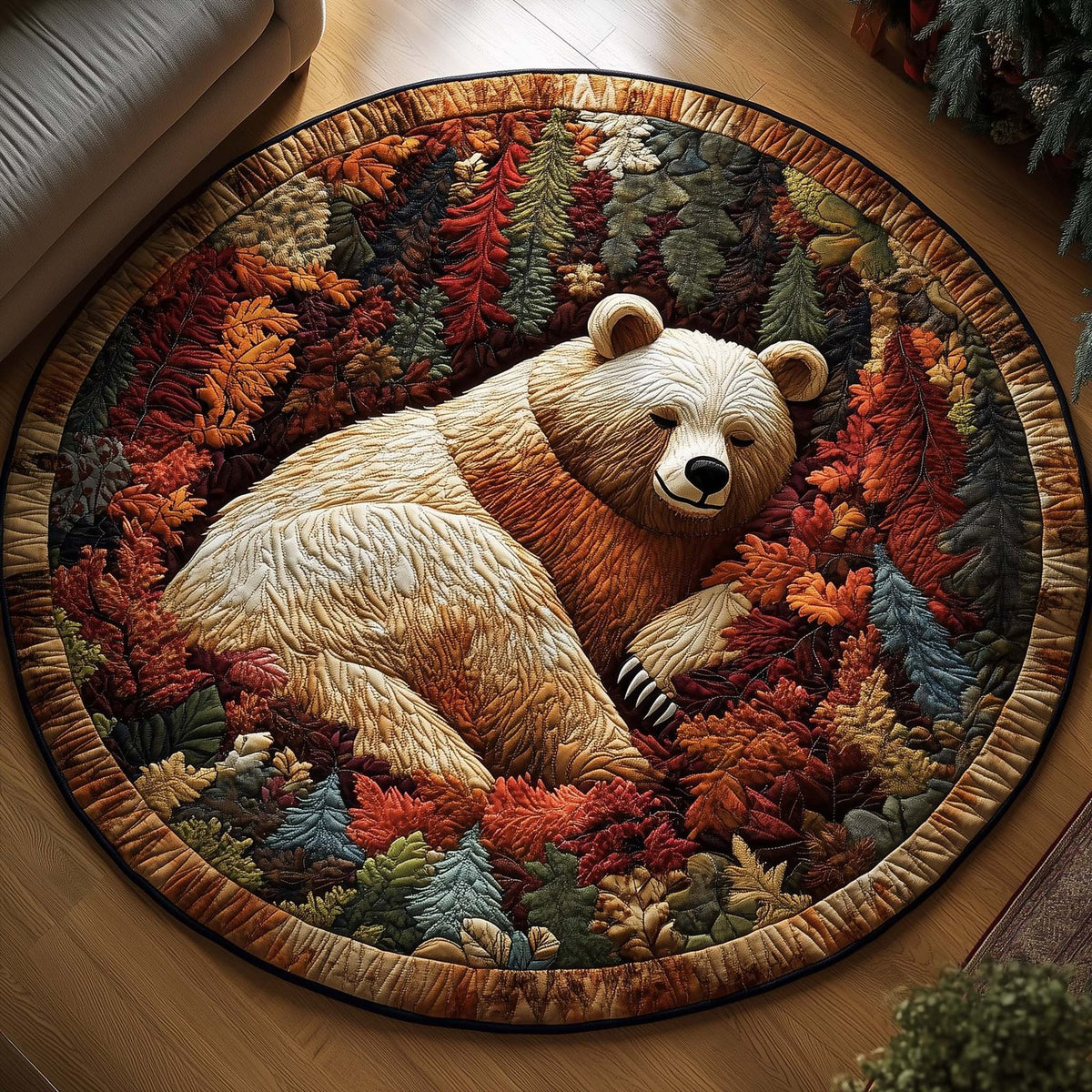 Forest Ember Round Mat Rug - washable non-slip printed rug