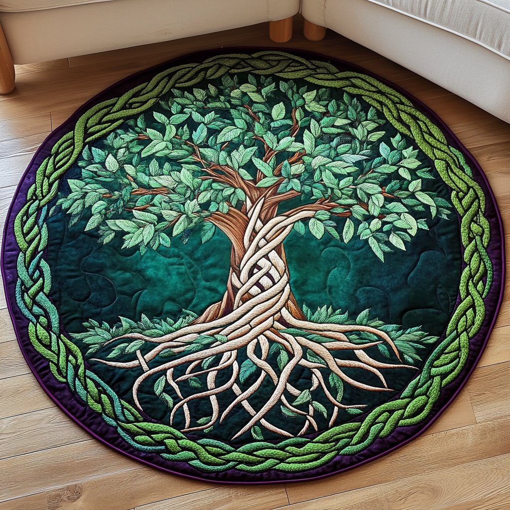 Forest Embrace Round Mat Rug - washable non-slip printed rug