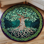 Forest Embrace Round Mat Rug - washable non-slip printed rug