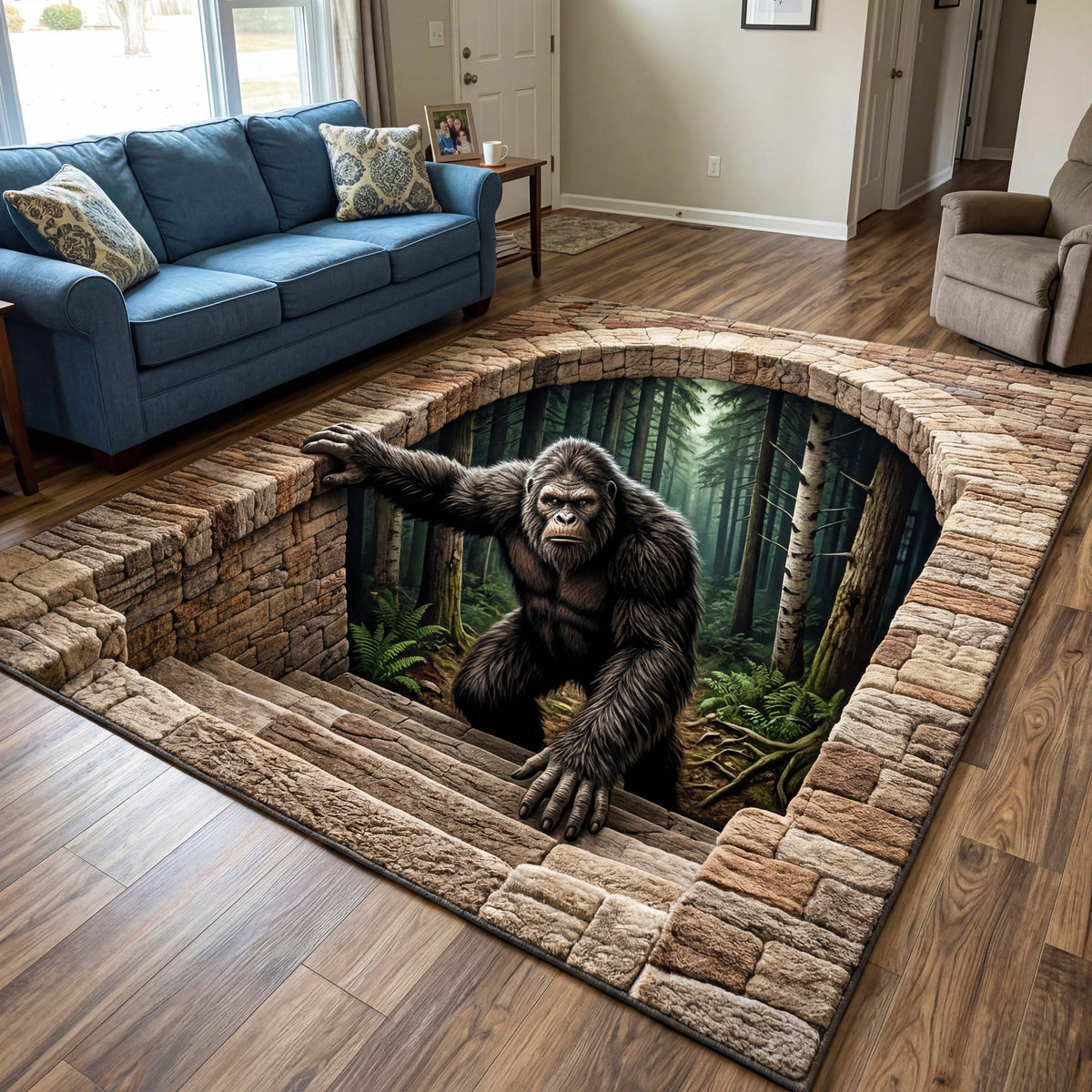 Forest Escape area rug in a living room