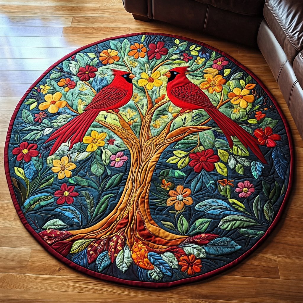 Forest Flame Round Mat Rug - washable non-slip printed rug
