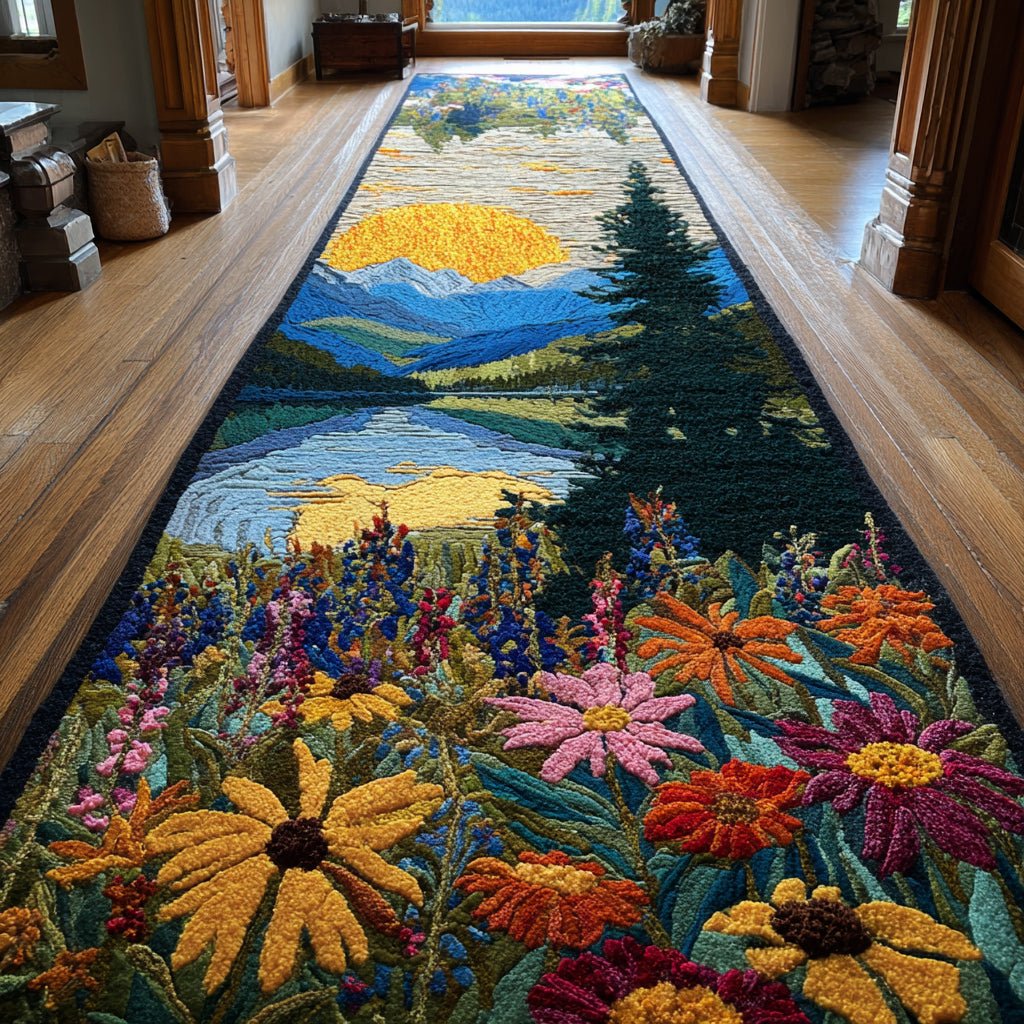 Forest Flower Lake Runner Carpet Runner Rug - Cute Pet Design | Animal Printed Runner Rug
