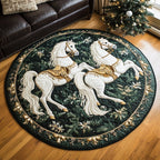 Forest Gallop Round Mat Rug - washable non-slip printed rug