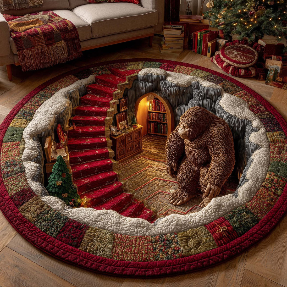 Forest Giant Round Mat Rug - washable non-slip printed rug