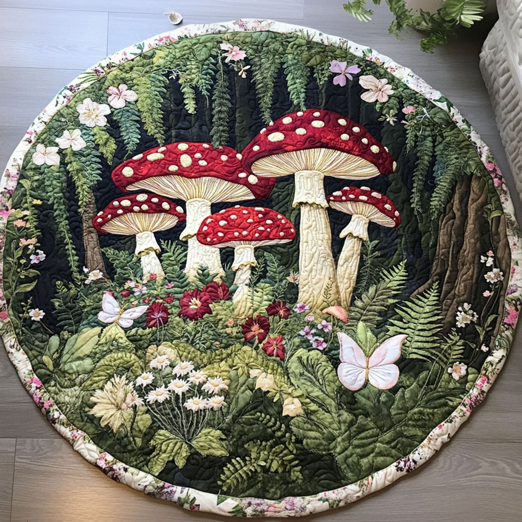 Forest Glow Mushrooms Round Mat Rug - Nature Design | Serene Home Decor