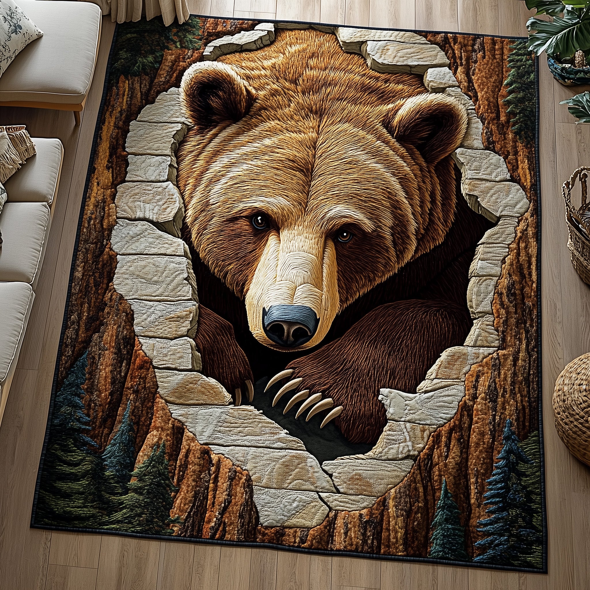 Forest Guardian area rug in a living room