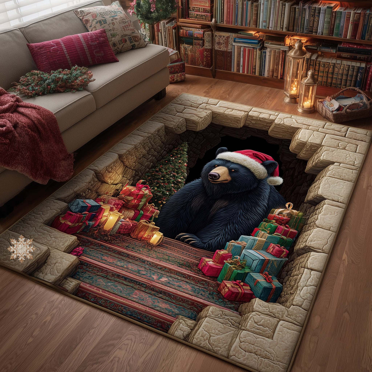 Forest Guardian area rug in a living room