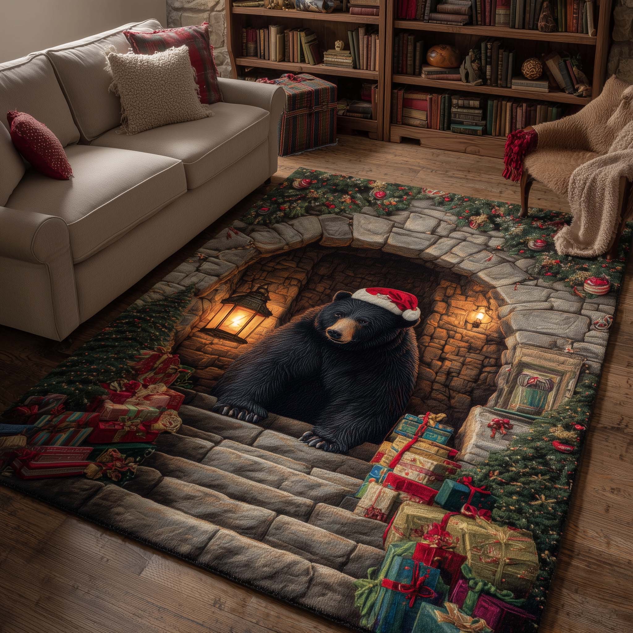 Forest Guardian area rug in a living room