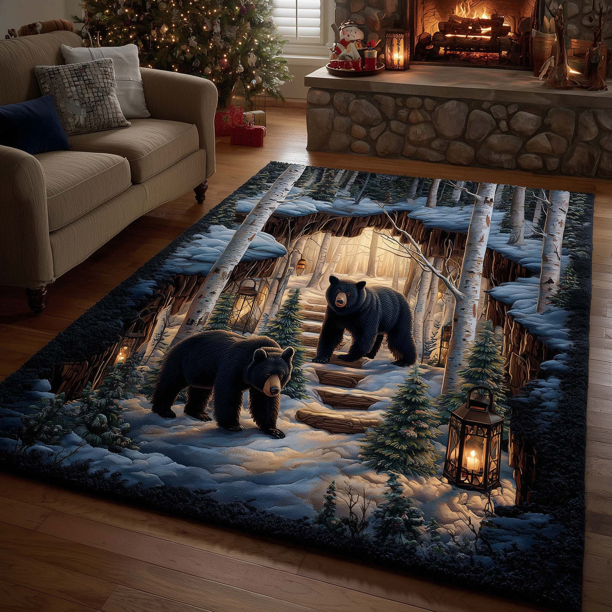 Forest Guardian area rug in a living room
