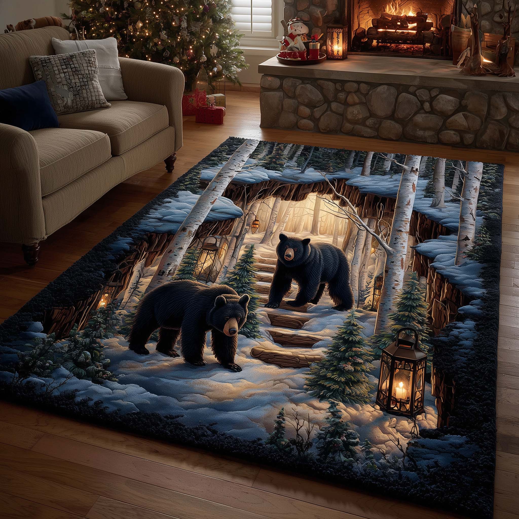 Forest Guardian area rug in a living room