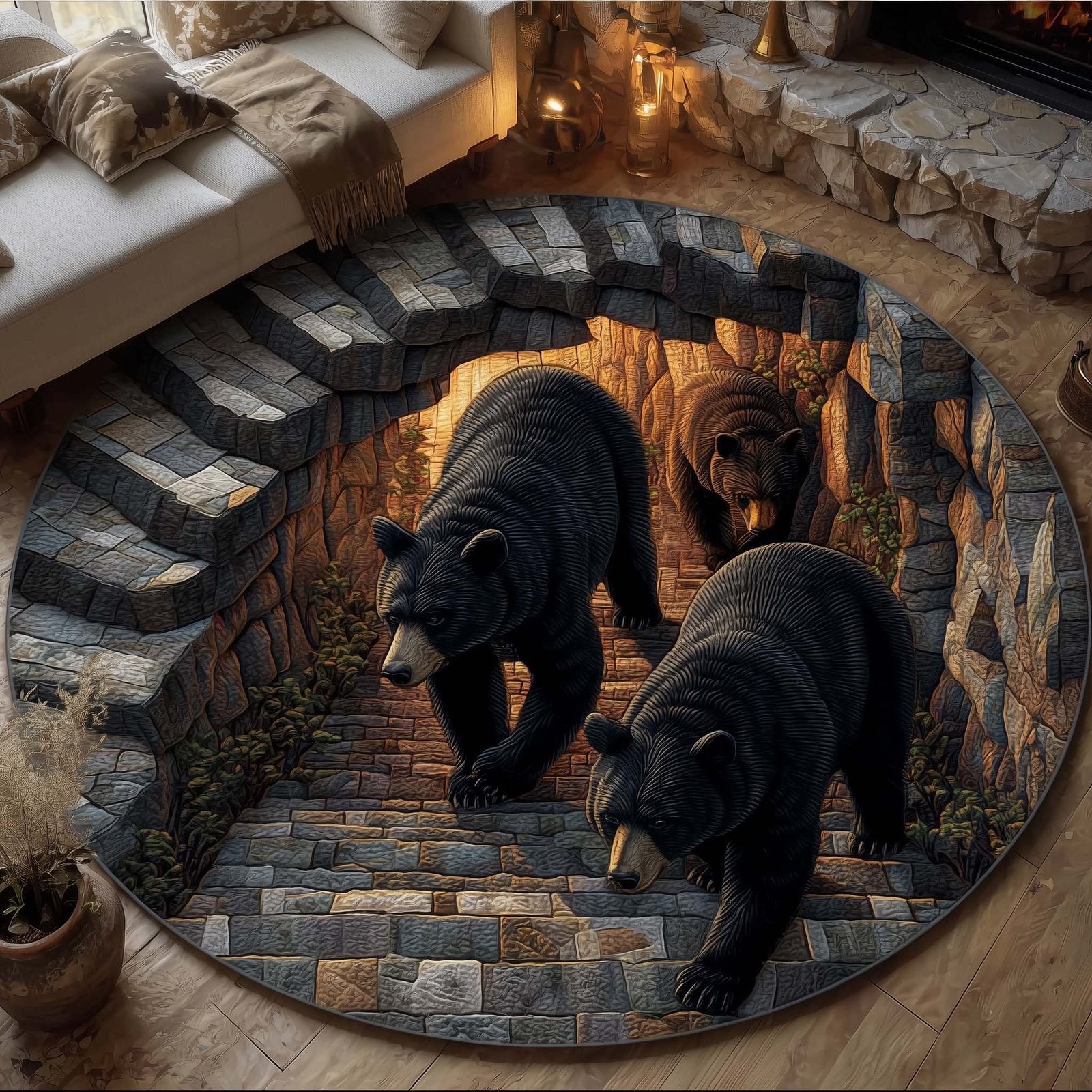 Forest Guardian Round Mat Rug - Nature Design | Serene Home Decor