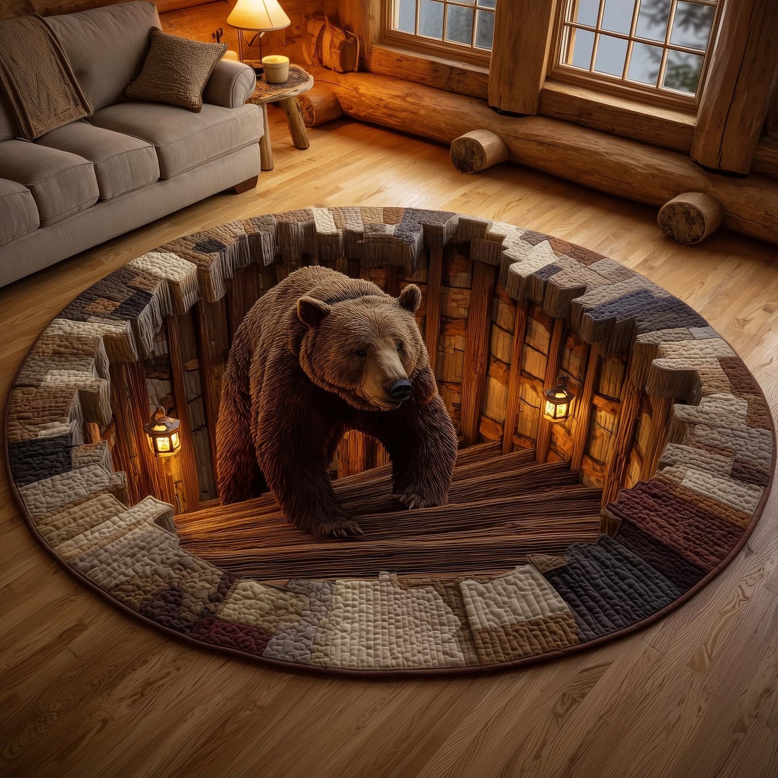 Forest Guardian Round Mat Rug - Nature Design | Serene Home Decor