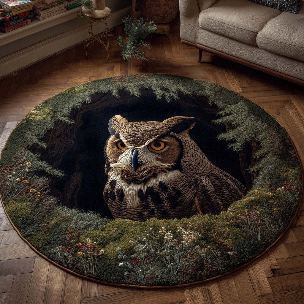 Forest Guardian Round Mat Rug - Nature Design | Serene Home Decor