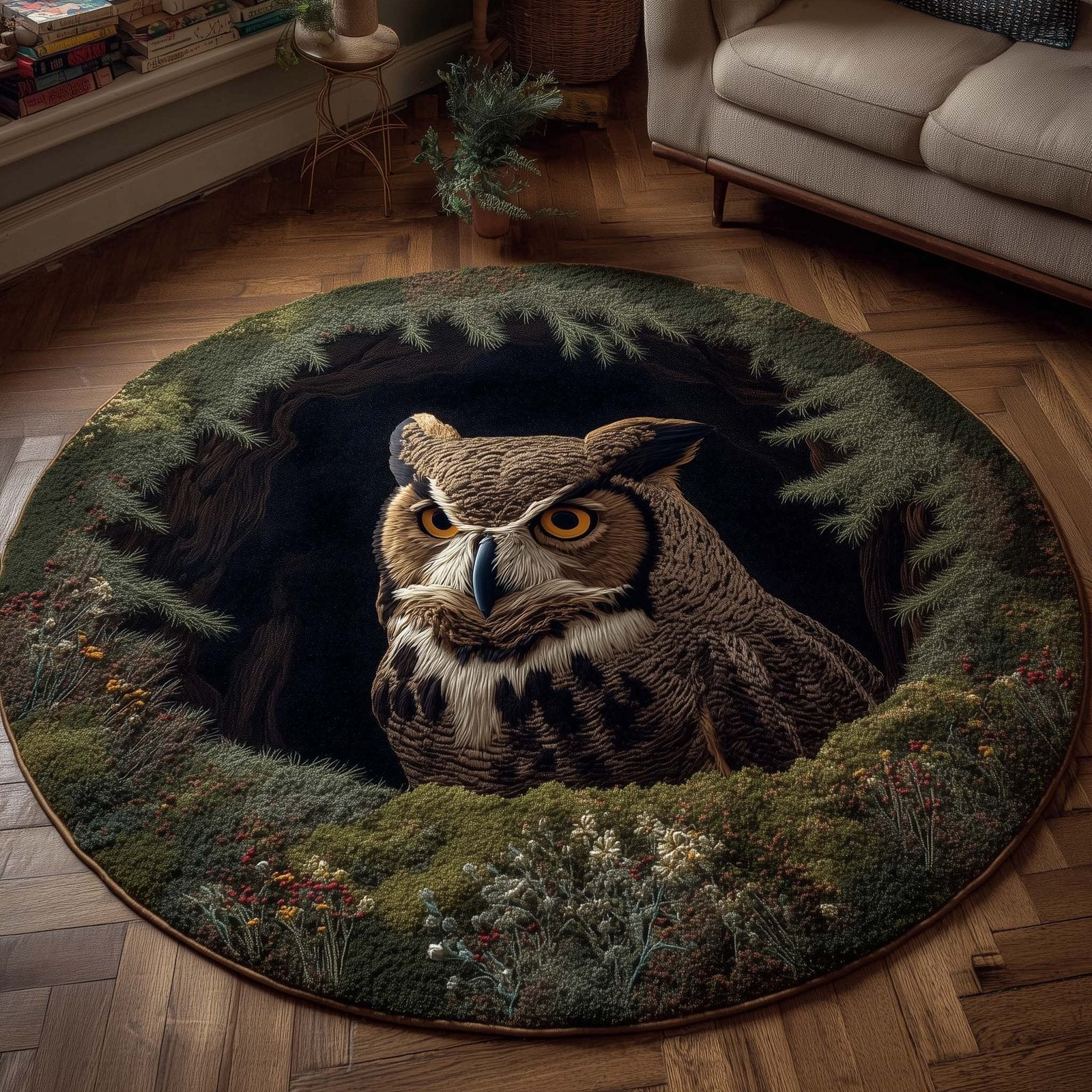 Forest Guardian Round Mat Rug - Nature Design | Serene Home Decor