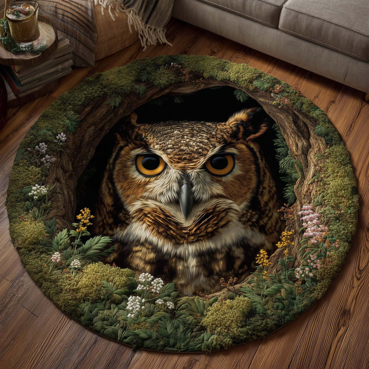 Forest Guardian Round Mat Rug - Nature Design | Serene Home Decor