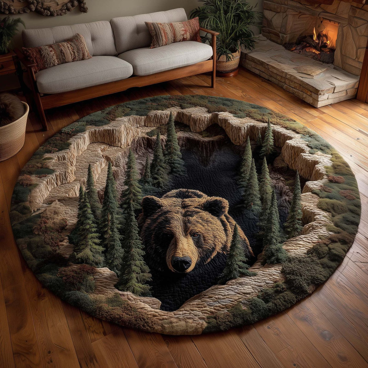 Forest Guardian Round Mat Rug - Nature Design | Serene Home Decor