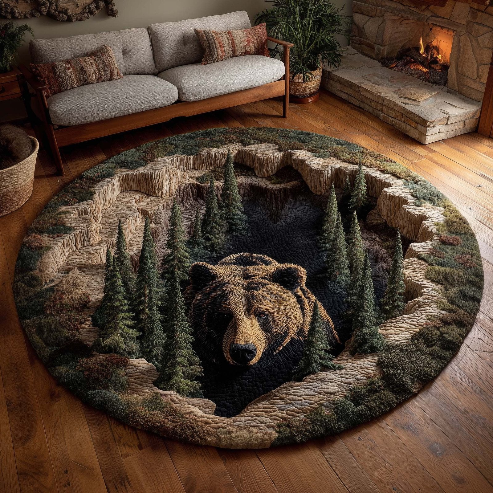 Forest Guardian Round Mat Rug - Nature Design | Serene Home Decor